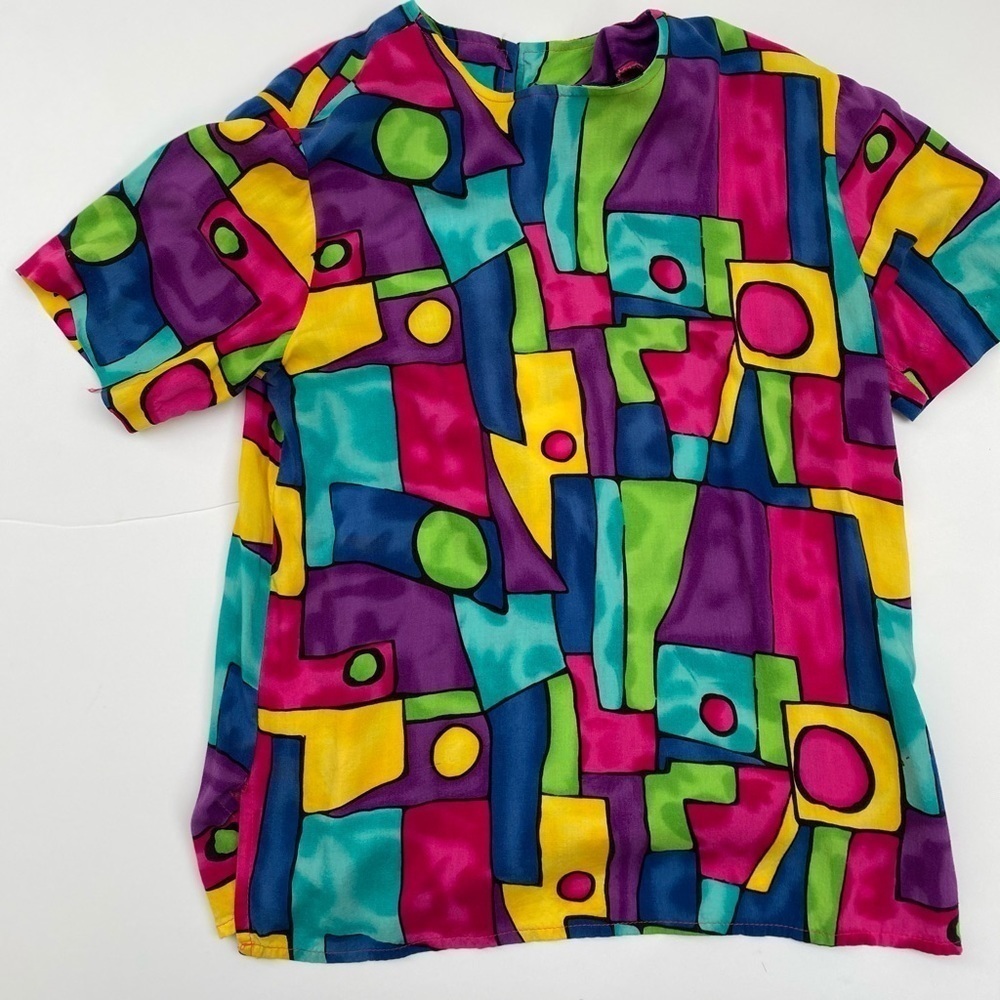 Vintage willow ridge abstract shirt sleeve blouse